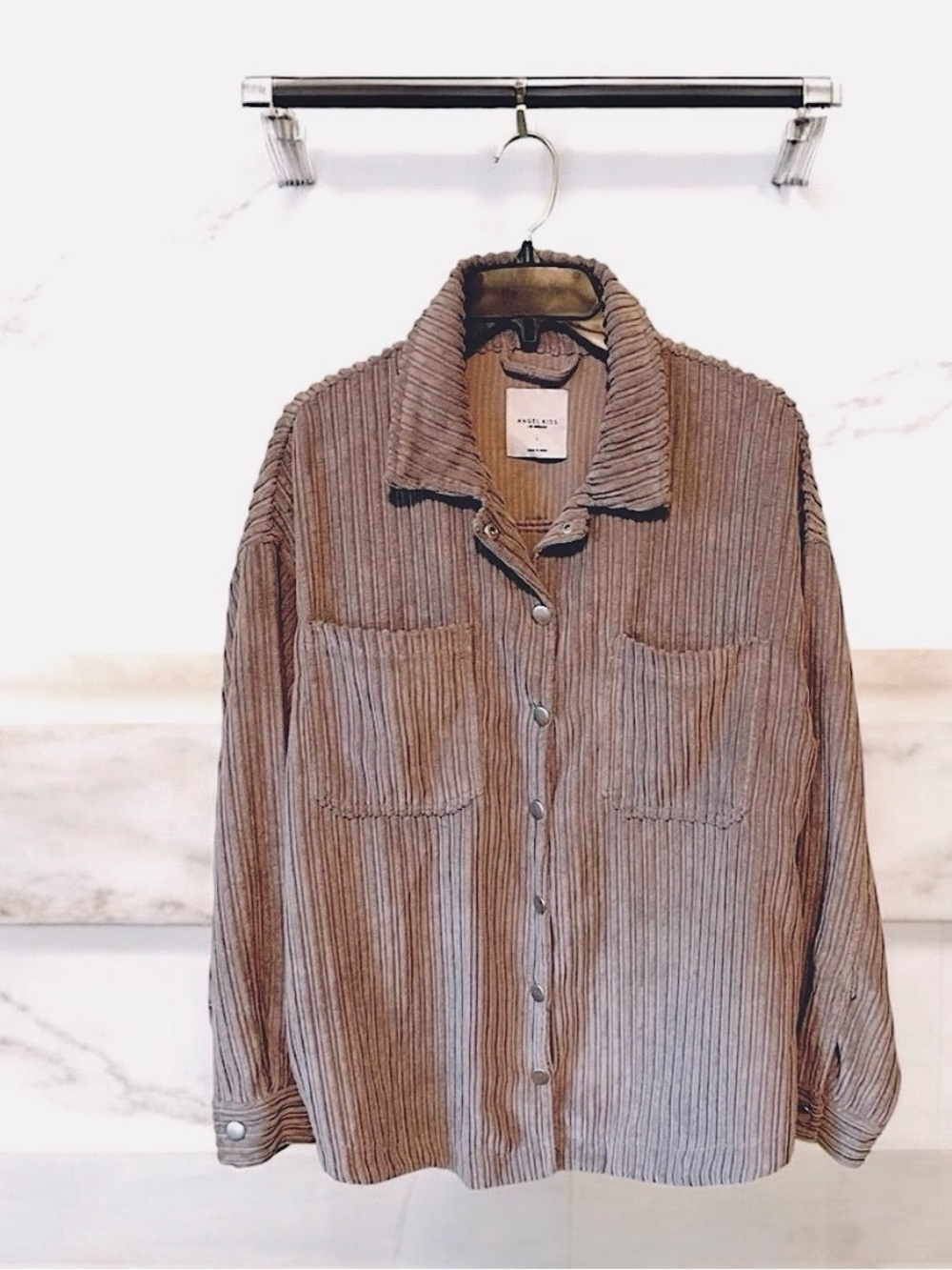 Corduroy Jacket Taupe Gray w Pockets
